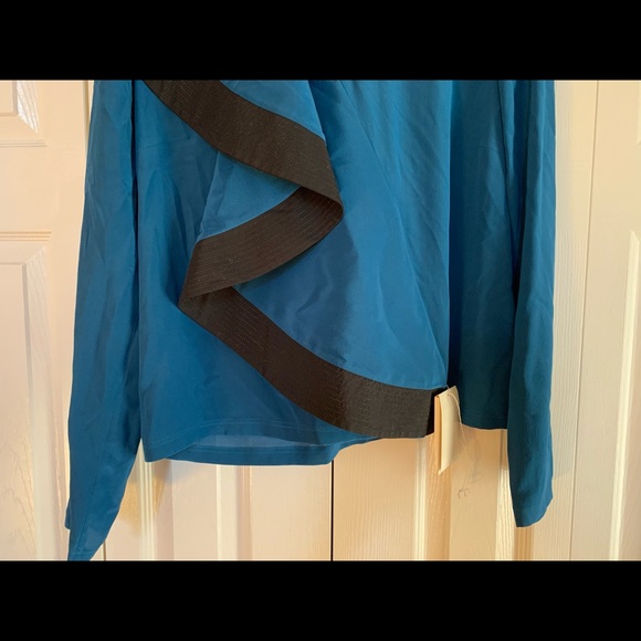Auth Givenchy Asymmetric Ruffle-front silk top Blue sz 42 - Picture 9 of 13